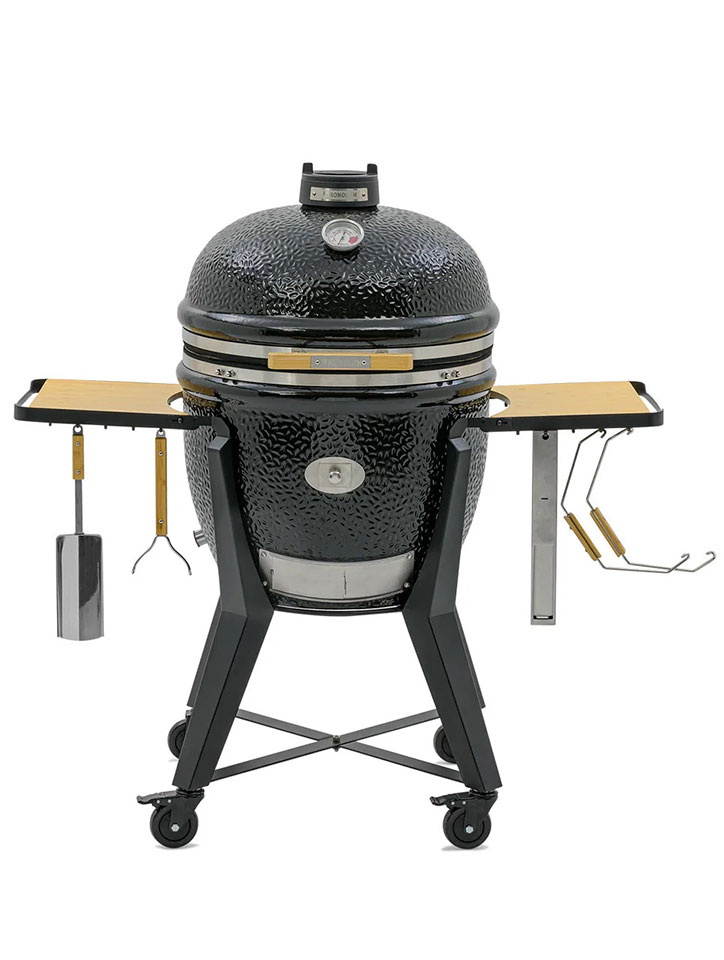 Гриль керамический Monolith Two.66 set (LeChef) черный с боковыми столиками и подставкой